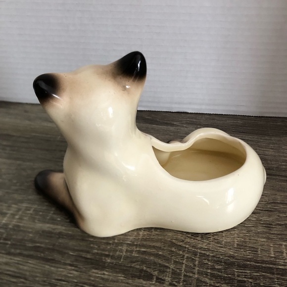 Vtg Ceramic Siamese Cat Succulent Planter - Picture 5 of 12